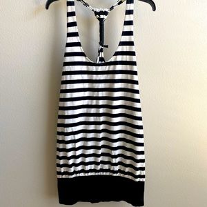 Black and white striped swim suit cover up